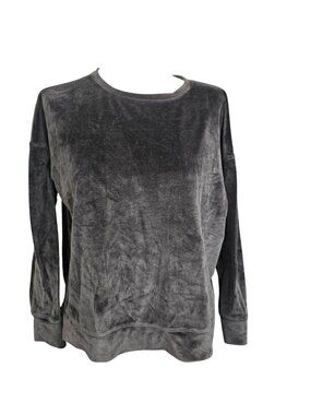 32 Degree Velvet Long-Sleeve Crewneck Pullover Warm Shirt Black Size Medium